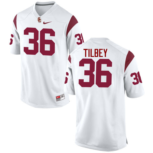 Men #36 Chris Tilbey USC Trojans College Football Jerseys-White